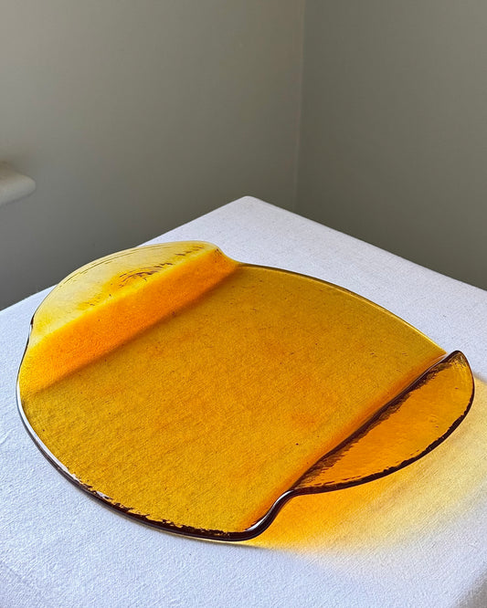 Gösta Sigvard for Lindshammar Amber Glass Platter