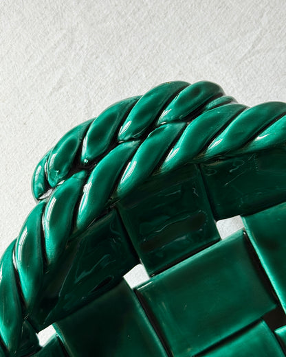 Large Vallauris Emerald Green Ceramic Woven Bowl