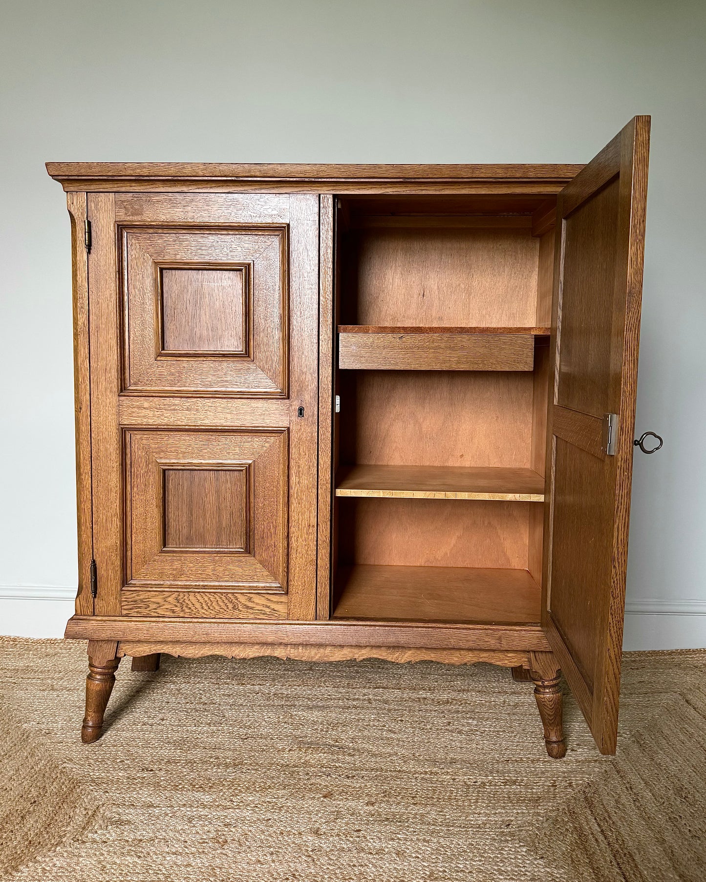 Geometric Oak Danish Cabinet Sideboard, Circa 1930’s