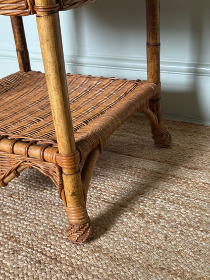 Pair of Wicker & Bamboo Bedside Tables