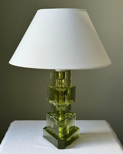 1960s Swedish Green Glass Lamp by Ateljé Engberg