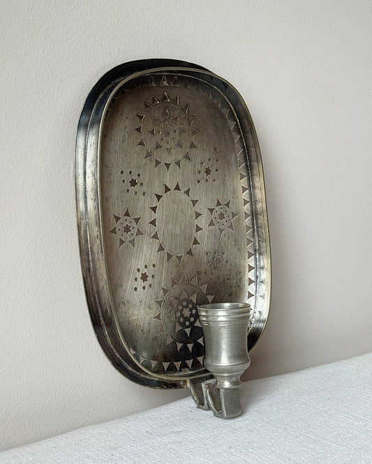Swedish Pewter Perforated Candle Sconce