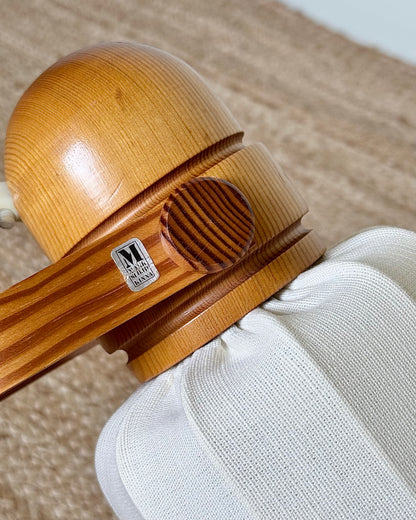 Pair of Swedish 1970s Markslöjd Pine Wall Lamps with Linen Shades