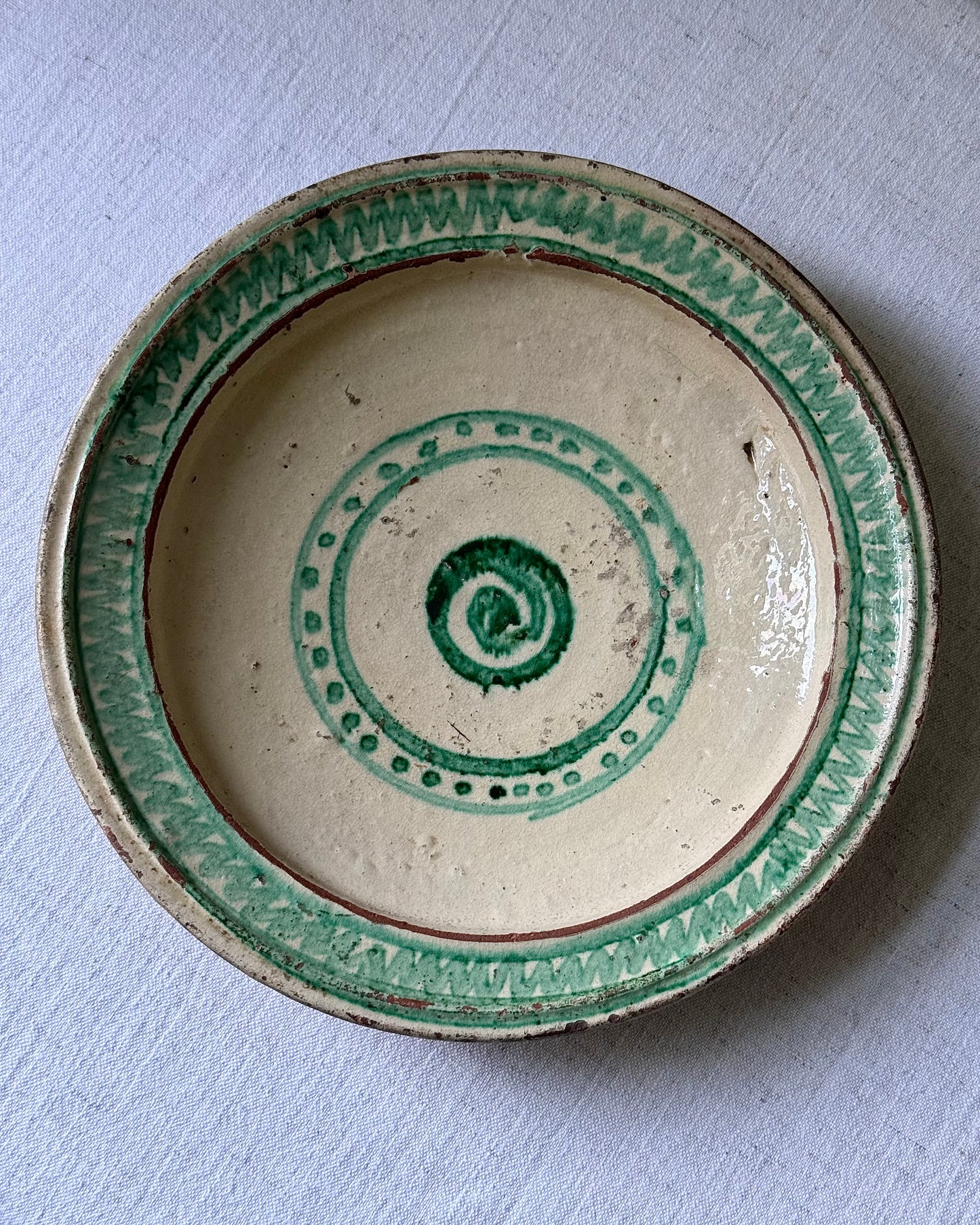 Early 20th Century Spanish Green Spiral Bowl