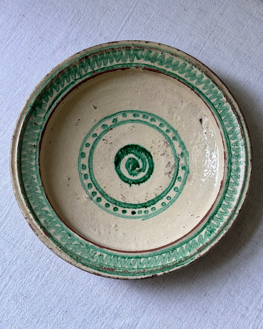 Early 20th Century Spanish Green Spiral Bowl