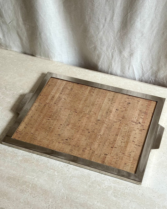 Italian Chrome & Cork Display Tray, 1970’s
