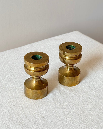 Pair of Swedish Brass Candleholders - Club Sourced