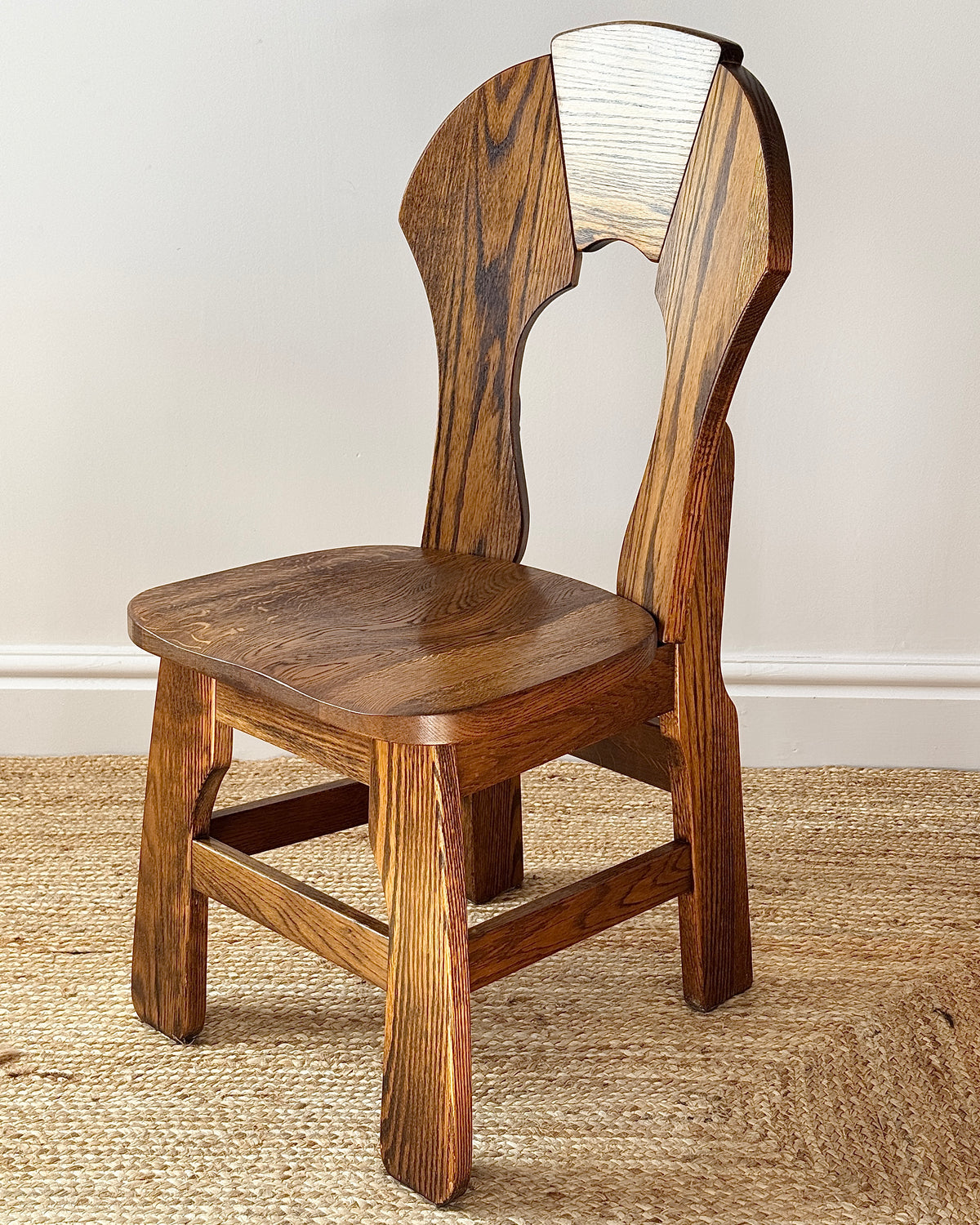 Set of 6 Belgian Oak Dining Chairs, c.1970