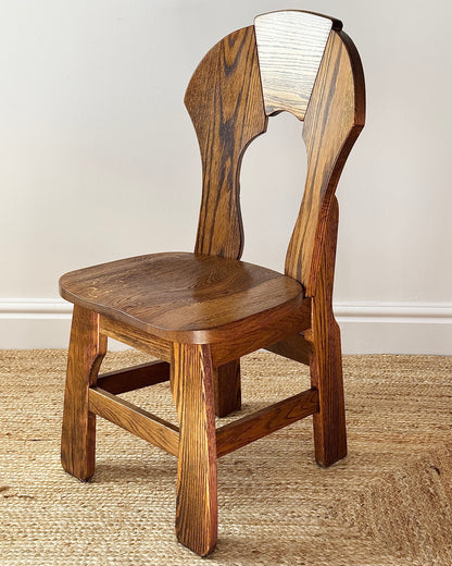 Set of 6 Belgian Oak Dining Chairs, c.1970