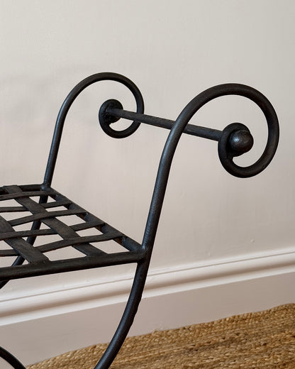 French Mid-century Iron Curule Stool