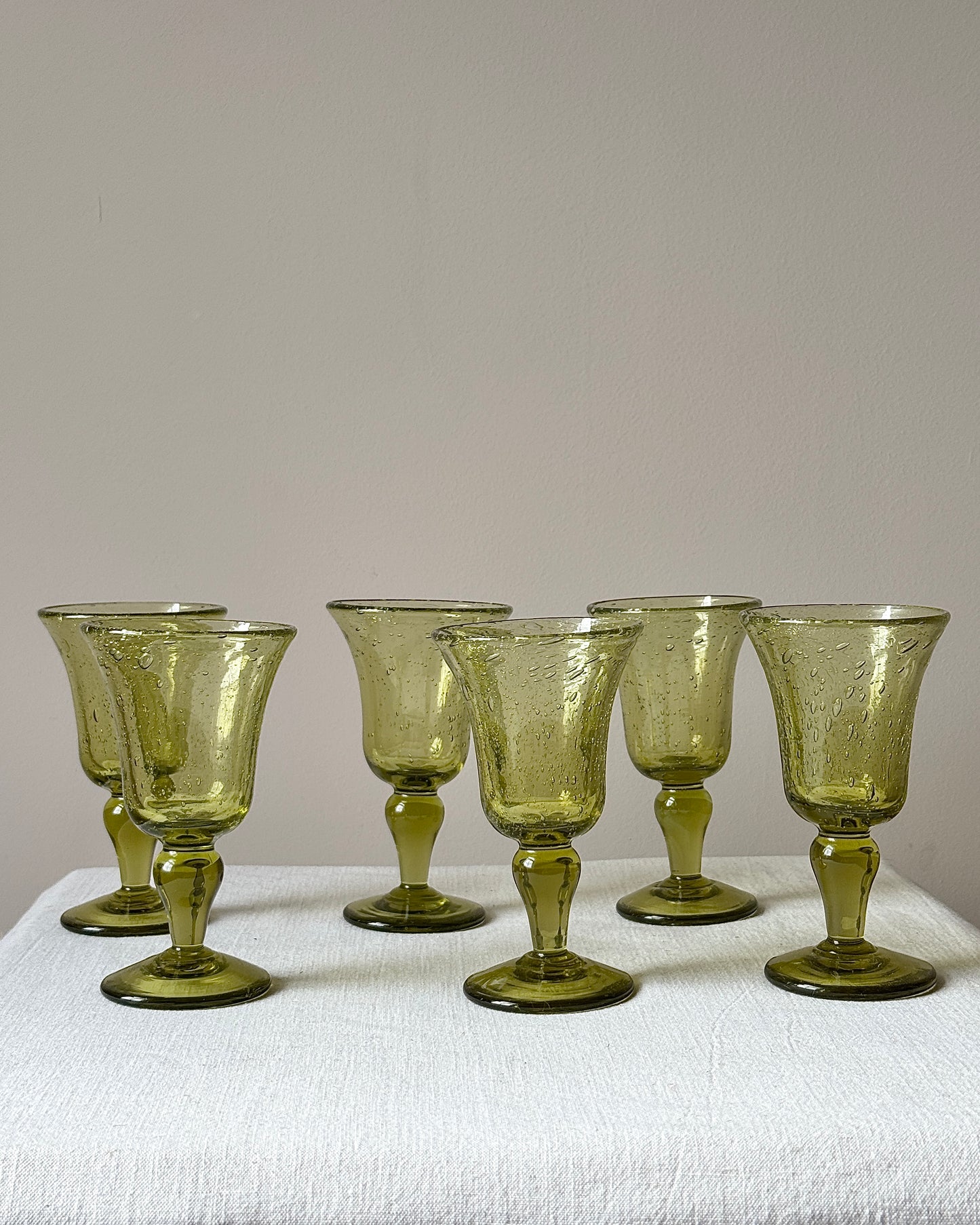 Set of 6 Biot Green Bubble Wine Glasses