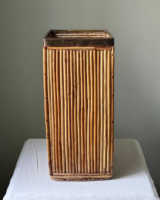 Italian Pencil Reed and Brass Umbrella Stand
