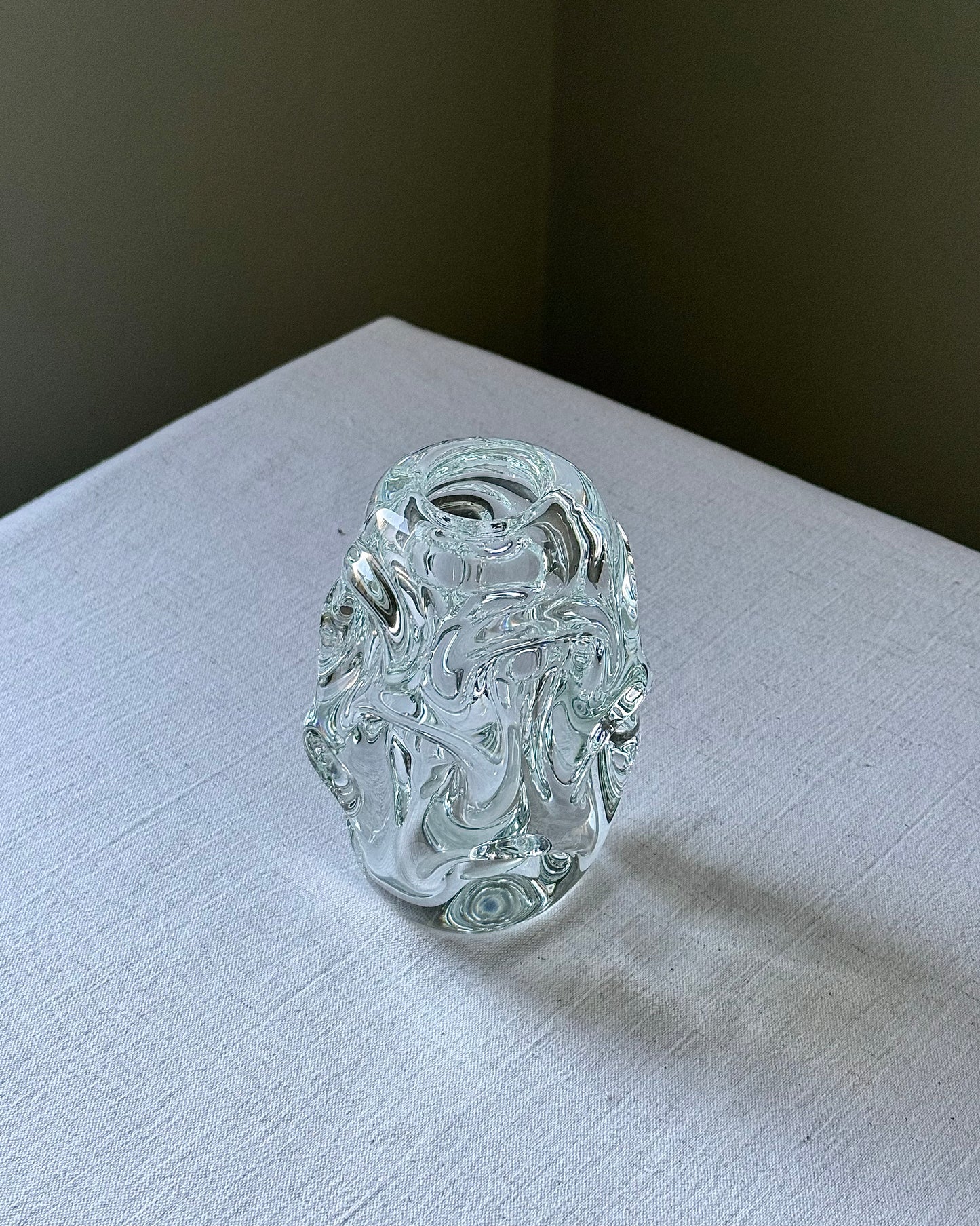 Scandinavian Biomorphic Crystal Vase by Börne Augustsson for Åseda, circa 1950