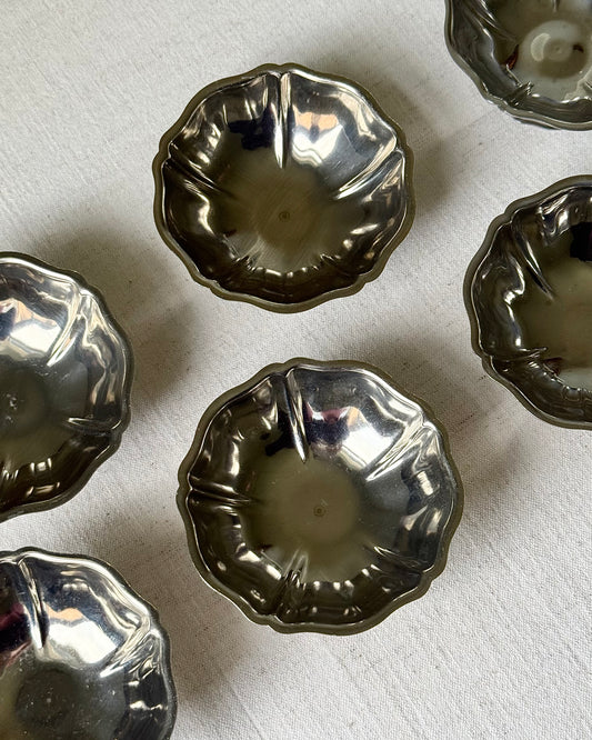 Set of 6 French 1970’s Stainless Steel Dessert Bowls
