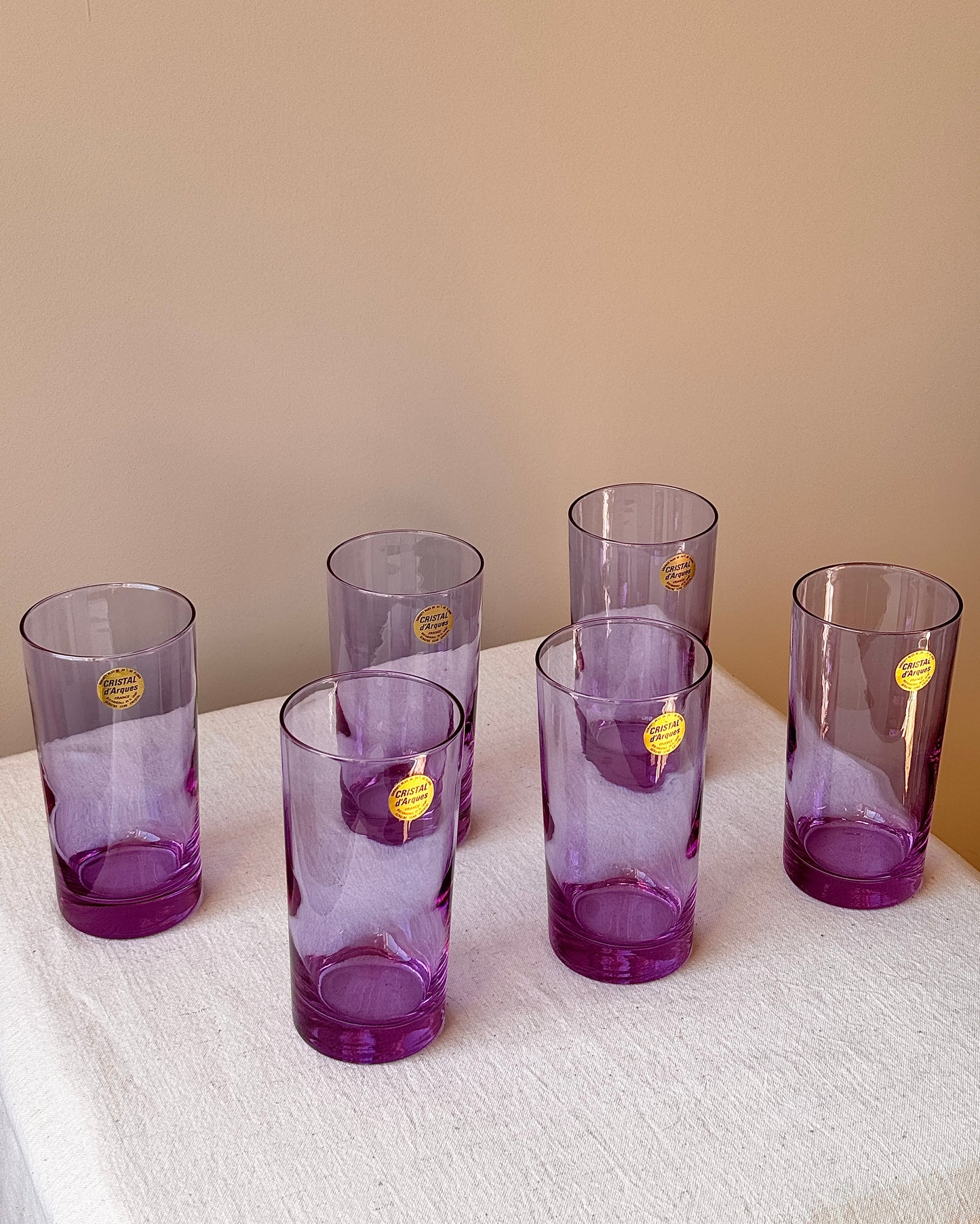 Set of 6 French Violet Crystal Tumblers by Cristal d'Arques