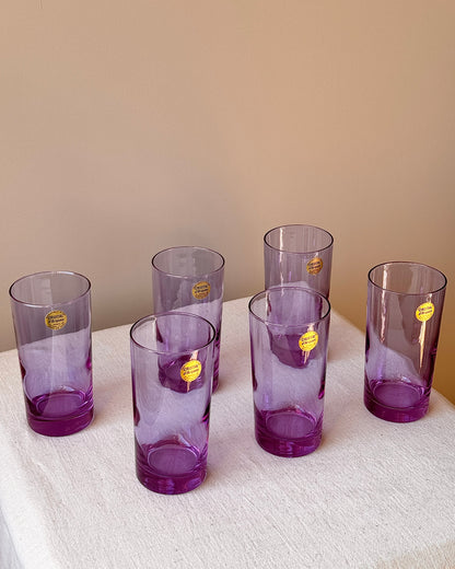 Set of 6 French Violet Crystal Tumblers by Cristal d'Arques