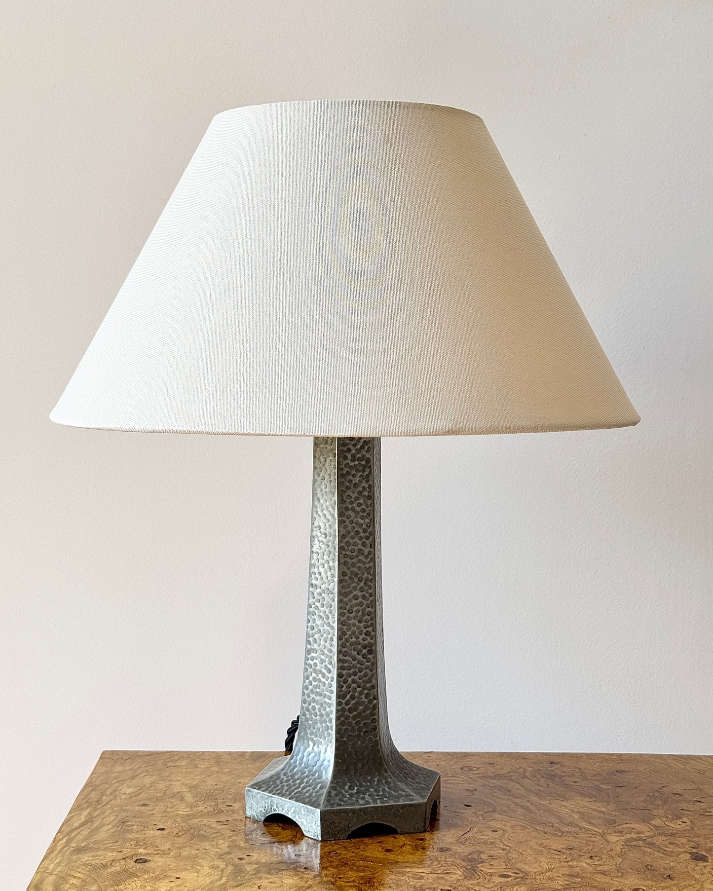 English Arts & Crafts Hammered Pewter Table Lamp