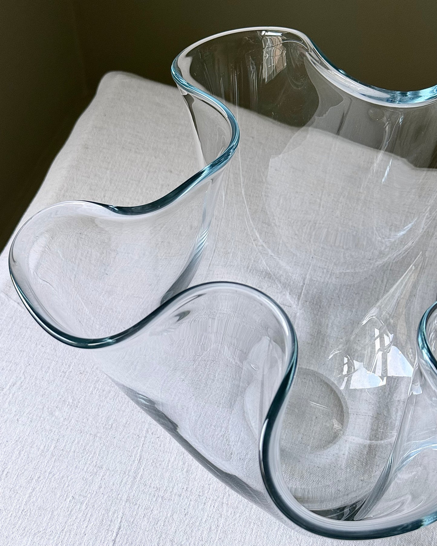 Mid-Century Scandinavian Hand-Blown Glass Hankerchief Vase, attributed to Holmegaard