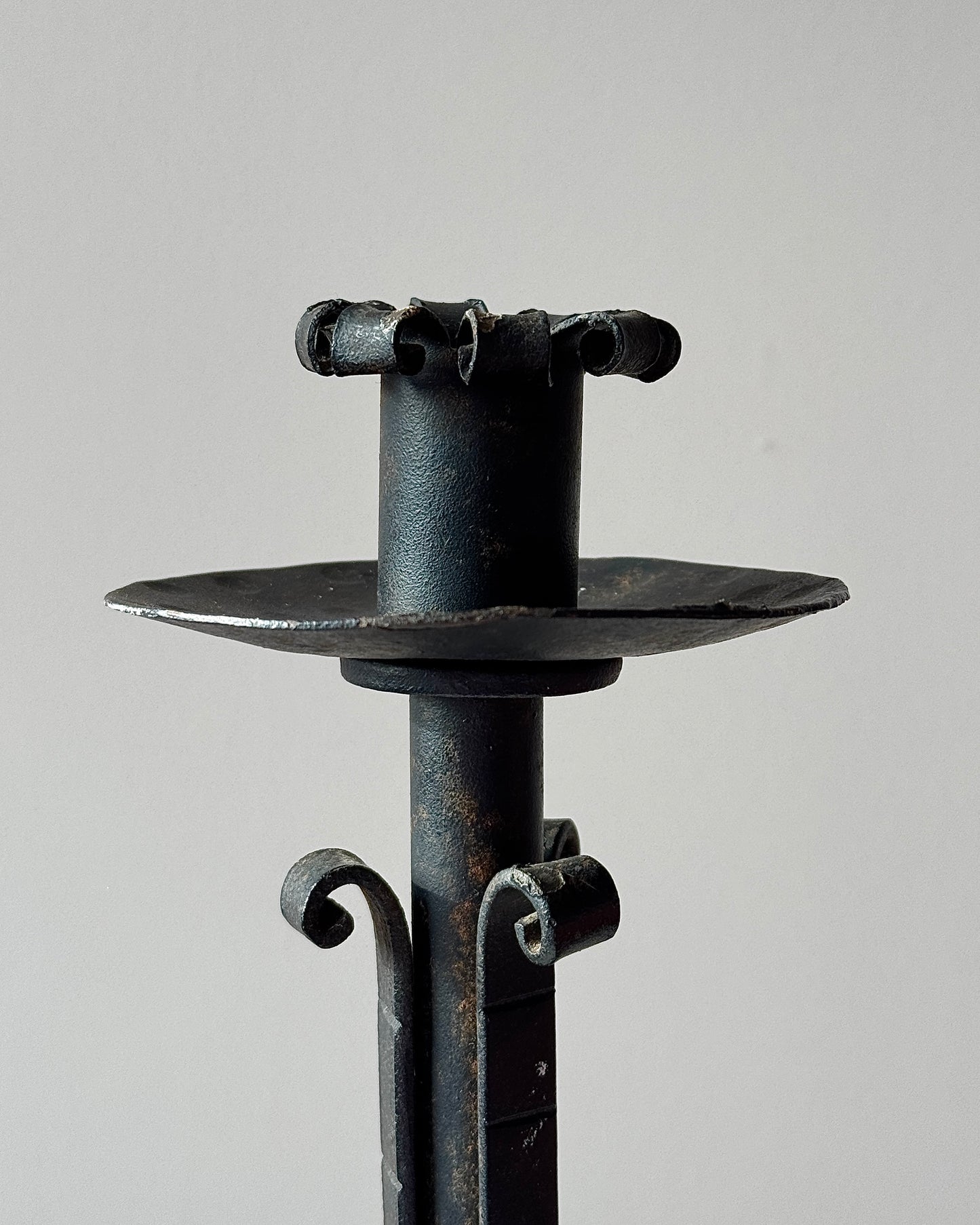 Hand Forged Wrought Iron Scroll Candlestick