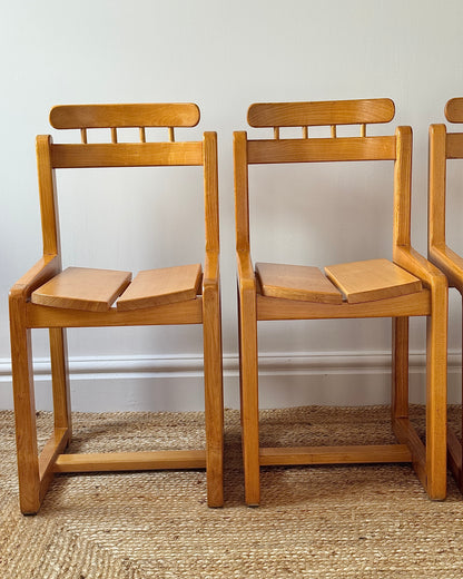 Set of 4 Ash Dining Chairs in the Manner of Tapiovaara, c.1970