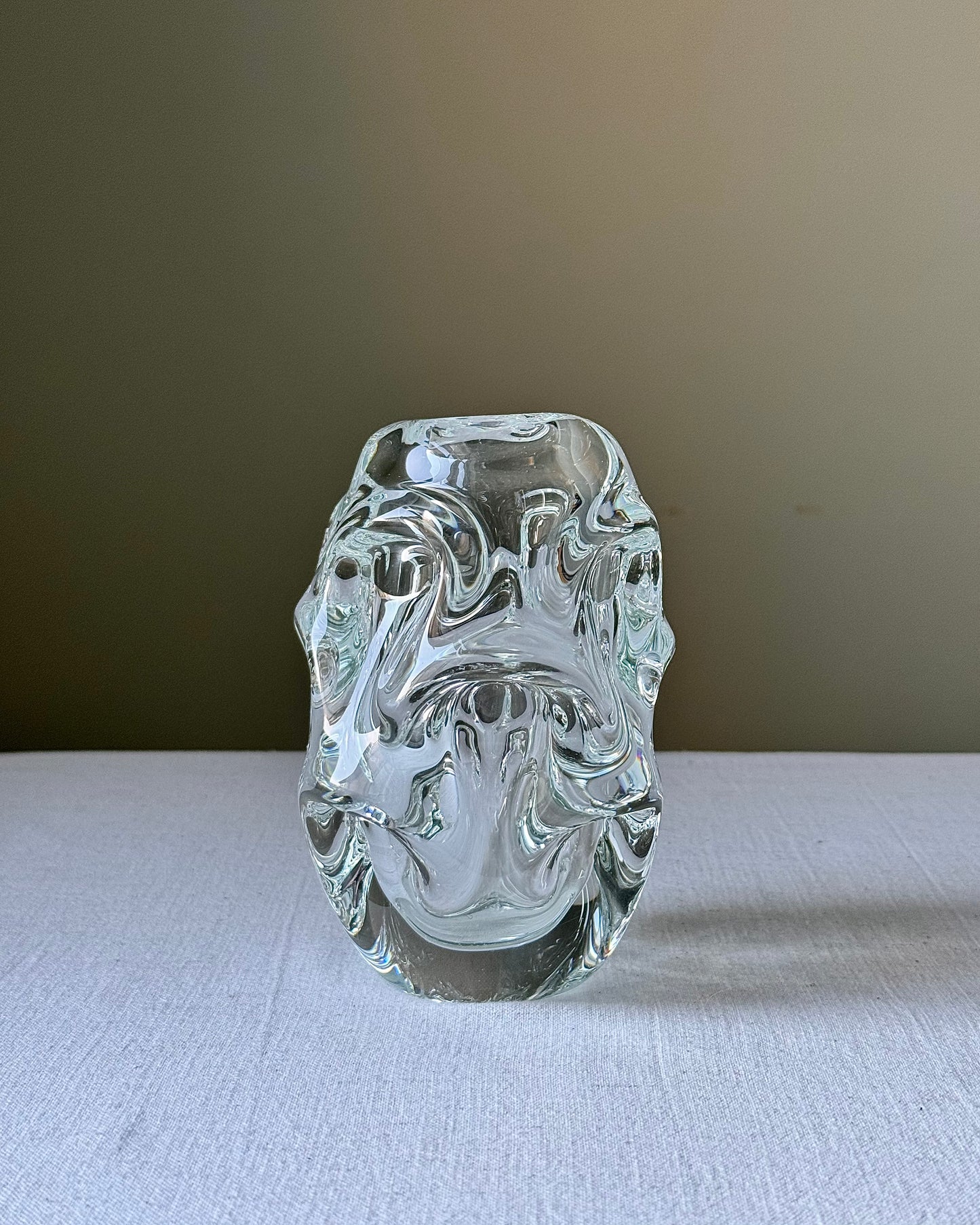 Scandinavian Biomorphic Crystal Vase by Börne Augustsson for Åseda, circa 1950