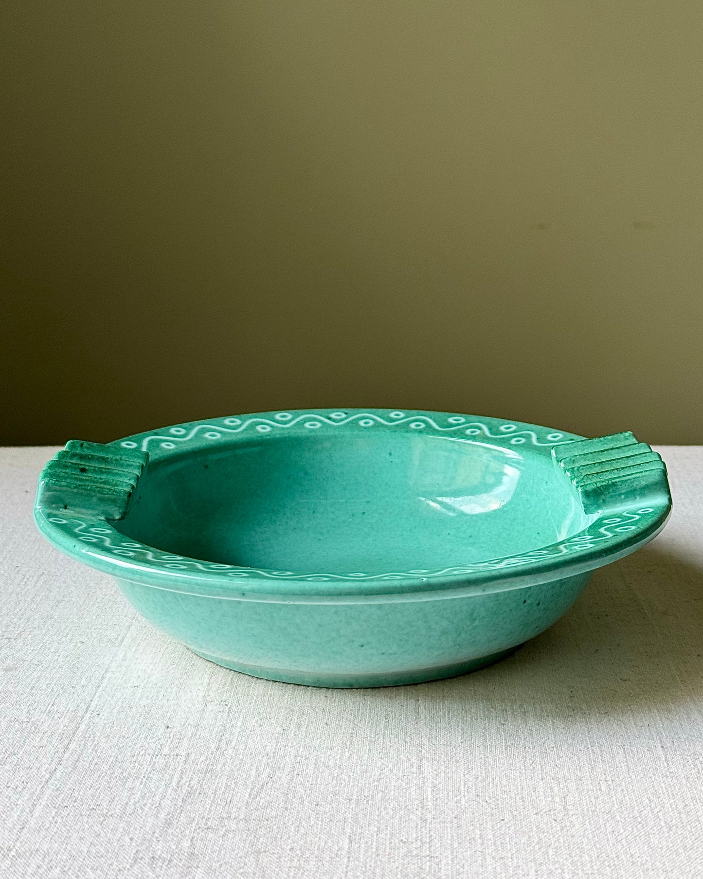 Scandinavian Mid-century Turquoise Ceramic Dish