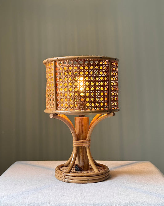Italian Rattan & Cane Table Lamp, 1970s