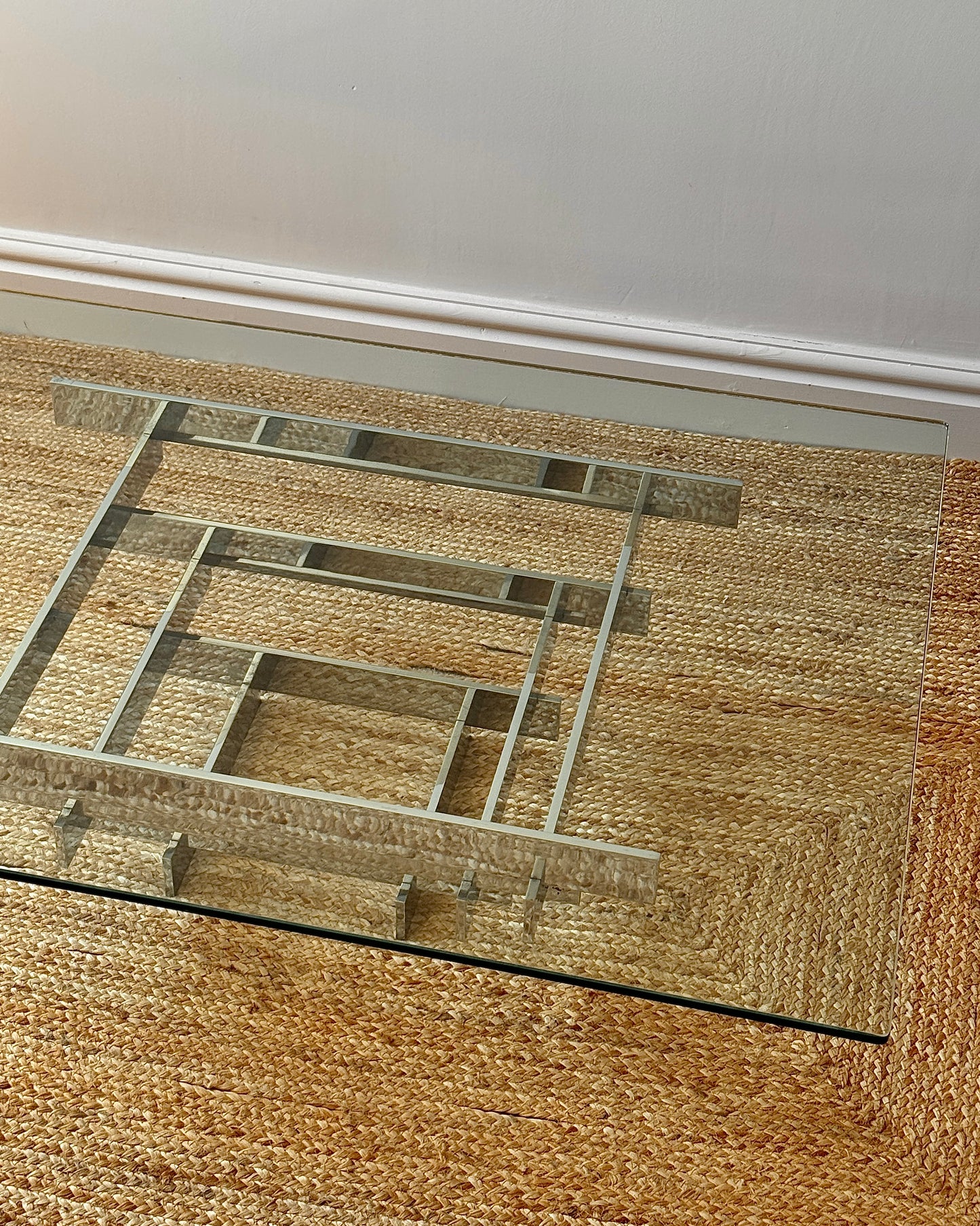 Glass and Chrome Stacked Coffee Table, Attributed to David Hicks c.1969