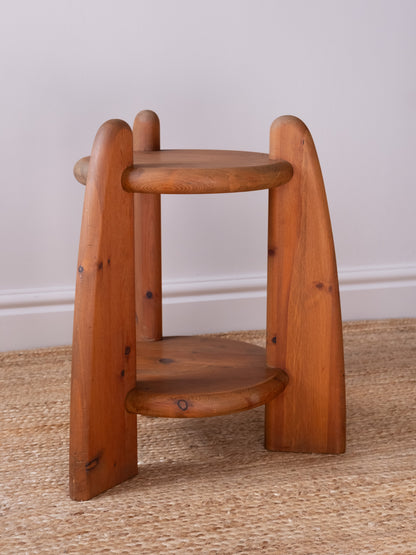Pine Two Tier Side Table by Rainer Daumiller, 1970s