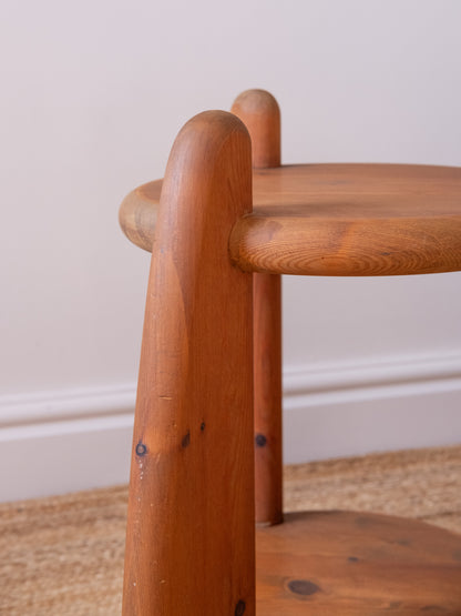 Pine Two Tier Side Table by Rainer Daumiller, 1970s
