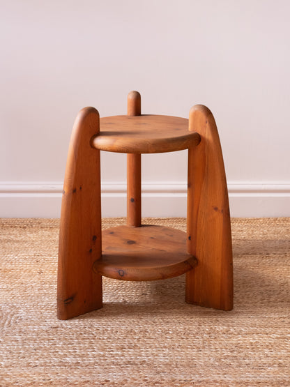 Pine Two Tier Side Table by Rainer Daumiller, 1970s