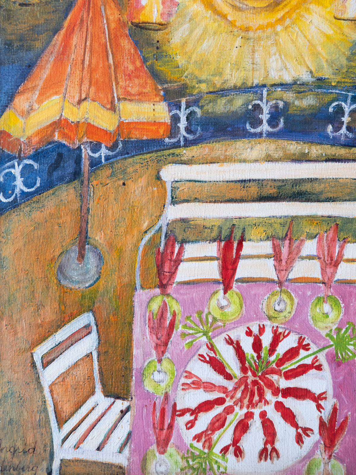 Before the Crayfish Party II, Swedish Oil on Canvas by Ingrid Edenberg