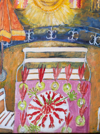 Before the Crayfish Party II, Swedish Oil on Canvas by Ingrid Edenberg