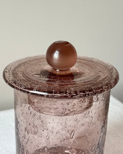 Biot Amethyst Bubble Glass Lidded Jar, c.1970s