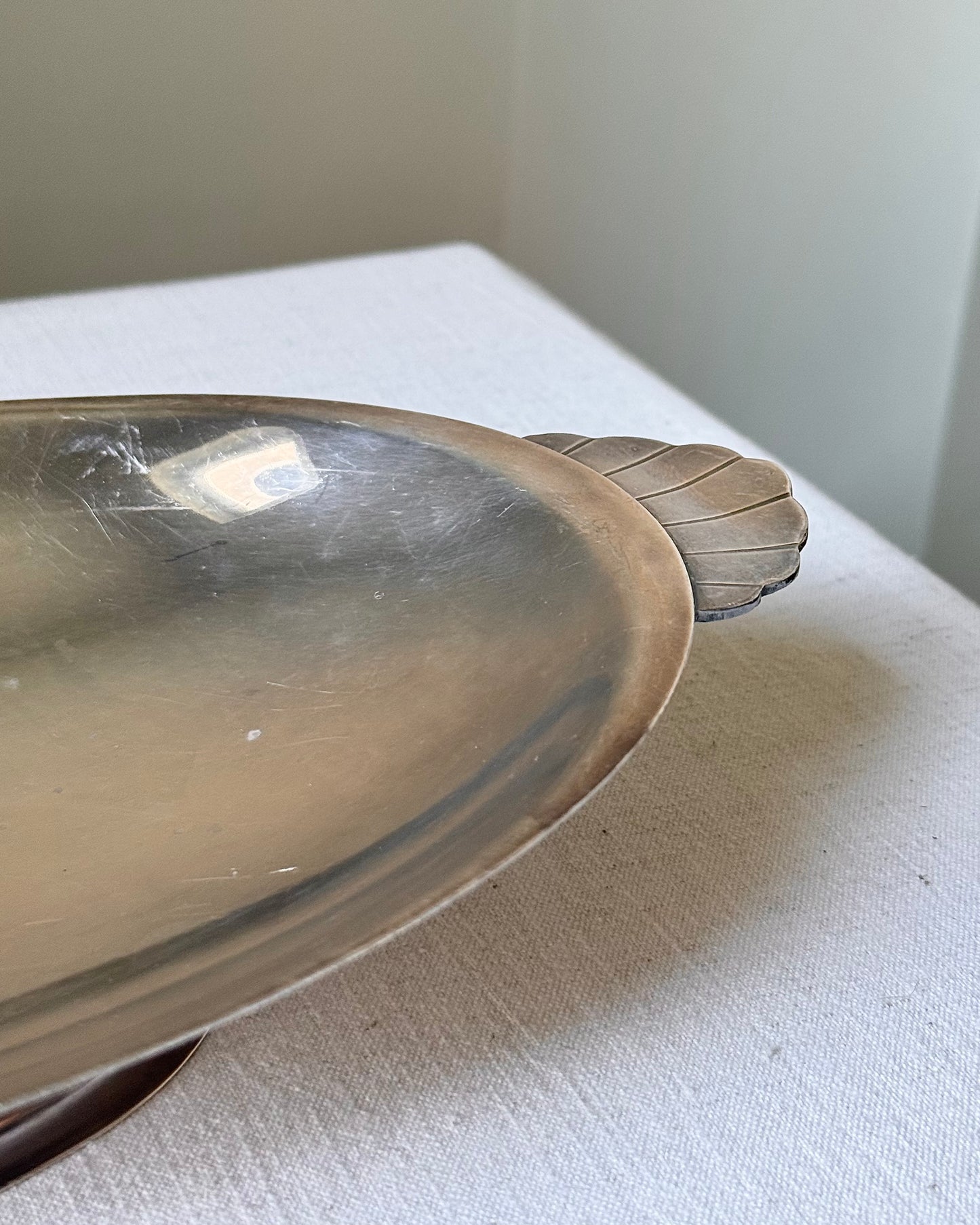Swedish Grace Silver Plated Serving Bowl with Scallop Shell Handles, 1930s