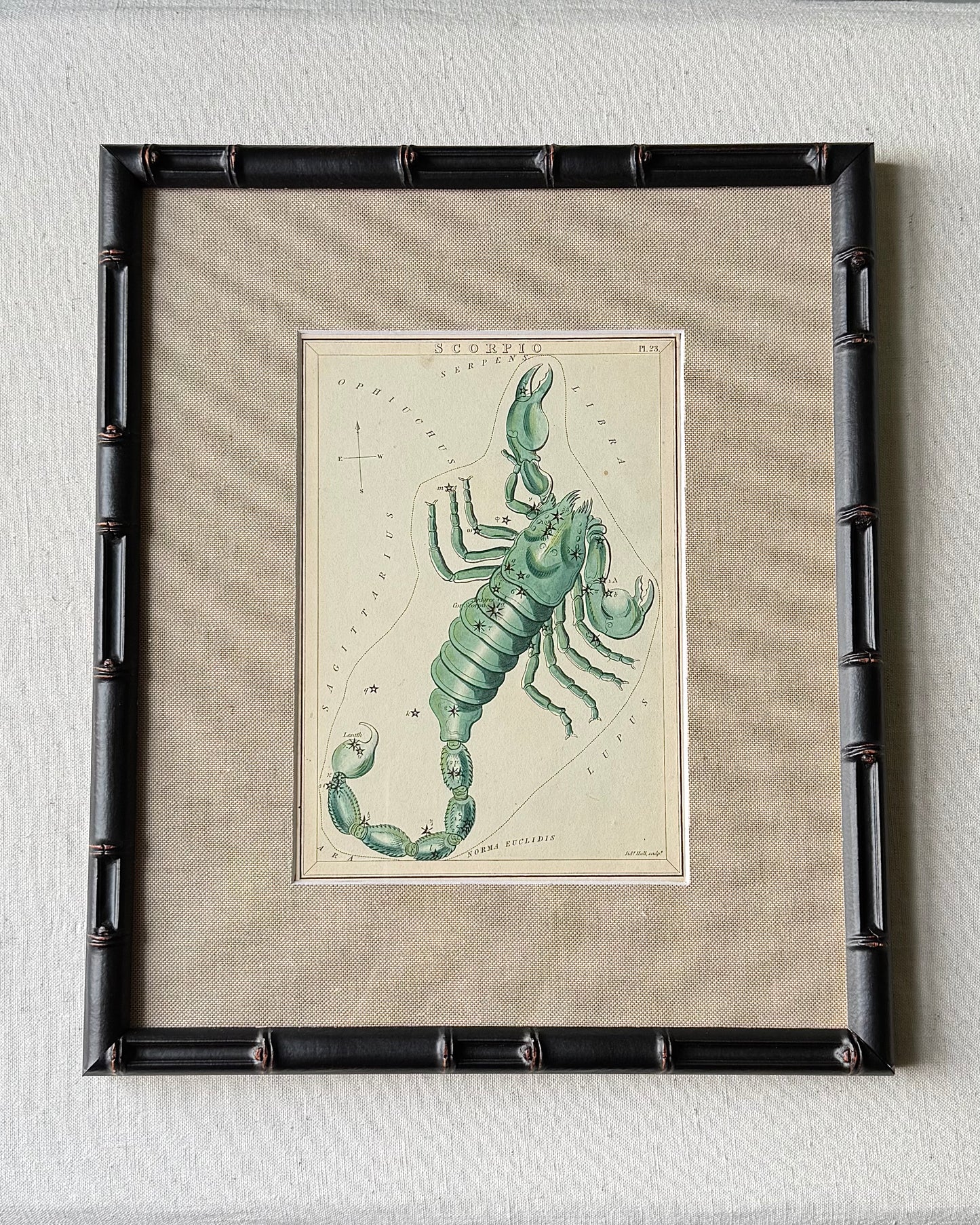 Antique Hand-Painted Constellation Print ‘Urania’s Mirror’ by Sidney Hall c. 1825