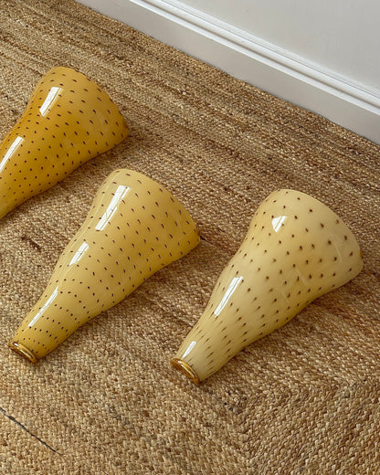 Large Yellow Murano Tapered Sconces with Red Flecks by Toso & Massari for Leucos