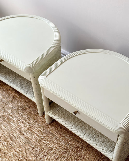Pair of Swedish Wicker Bedside Tables, circa 1970