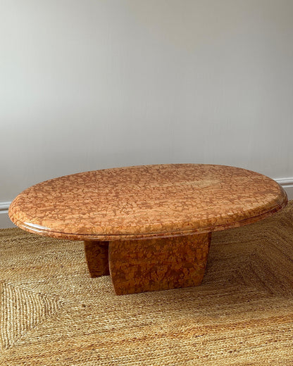 Large Italian Rosso Verona Marble Oval Coffee Table
