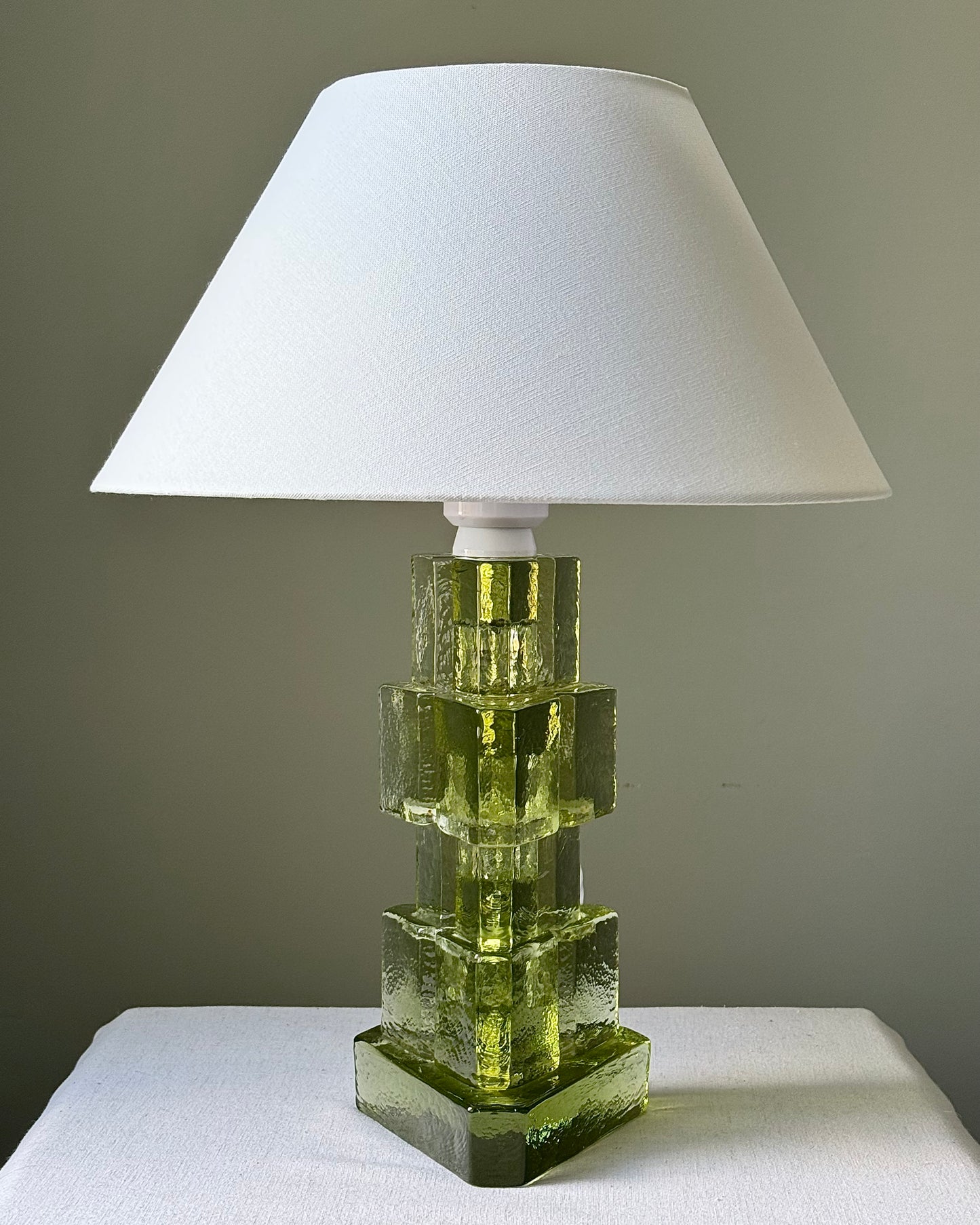 1960s Swedish Green Glass Lamp by Ateljé Engberg