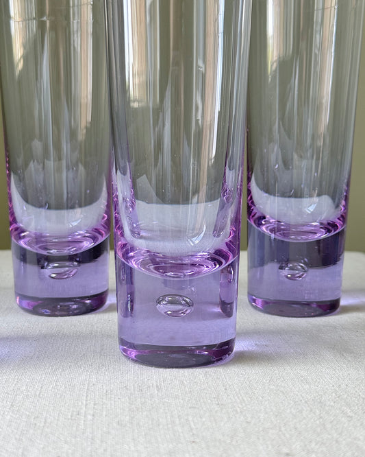 Set of 5 Violet Murano Handblown Glasses