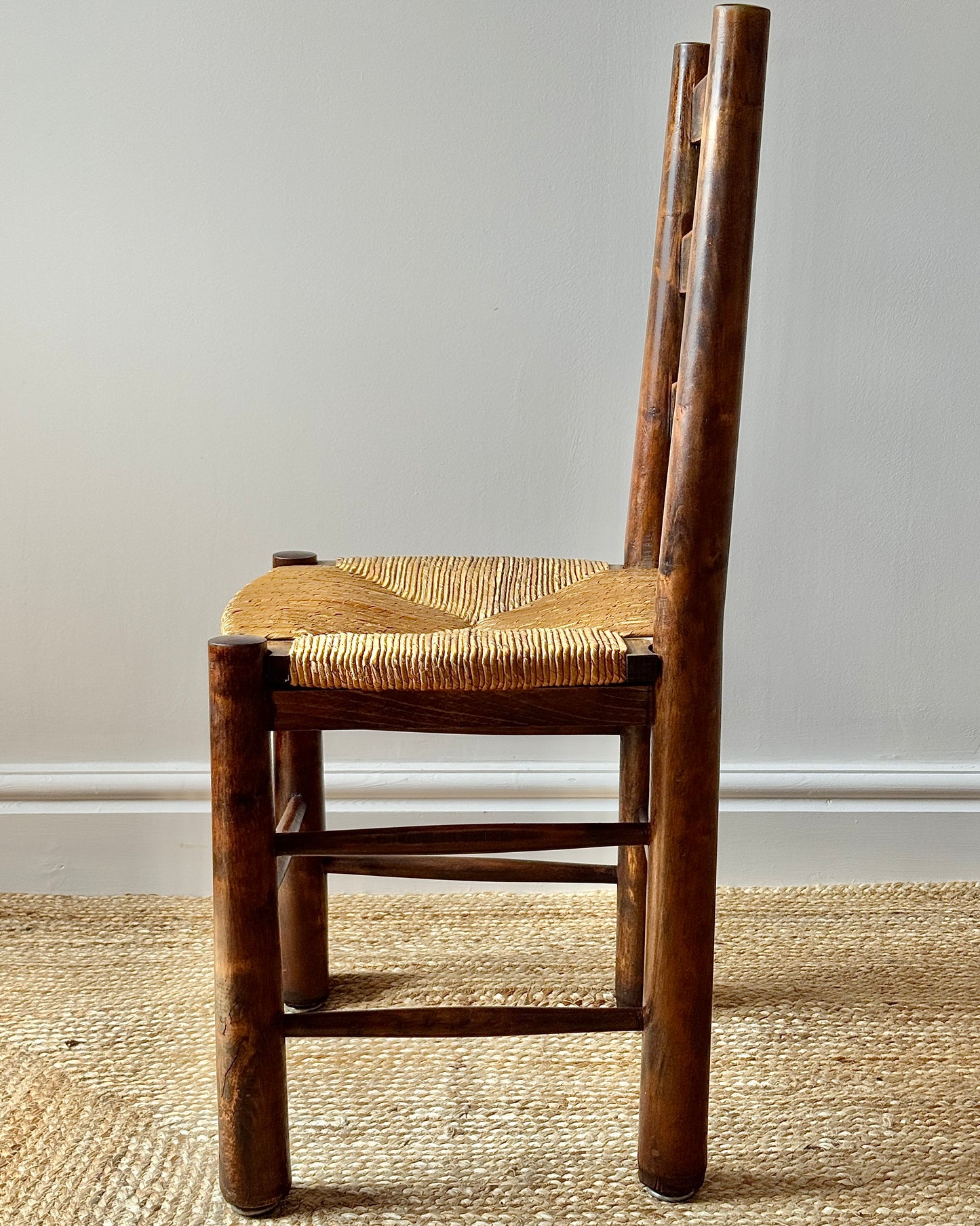 Set of 6 French Rush Ladderback Dining Chairs