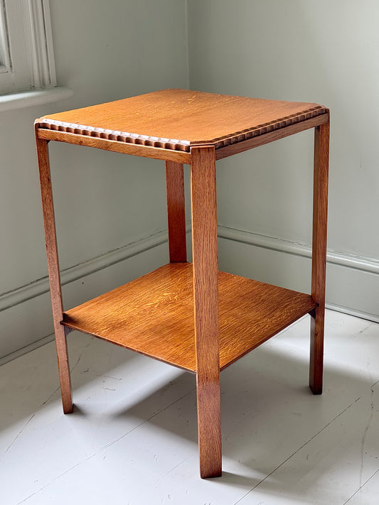 Art Deco Scalloped Oak Side Table in the Manner of Heals of London