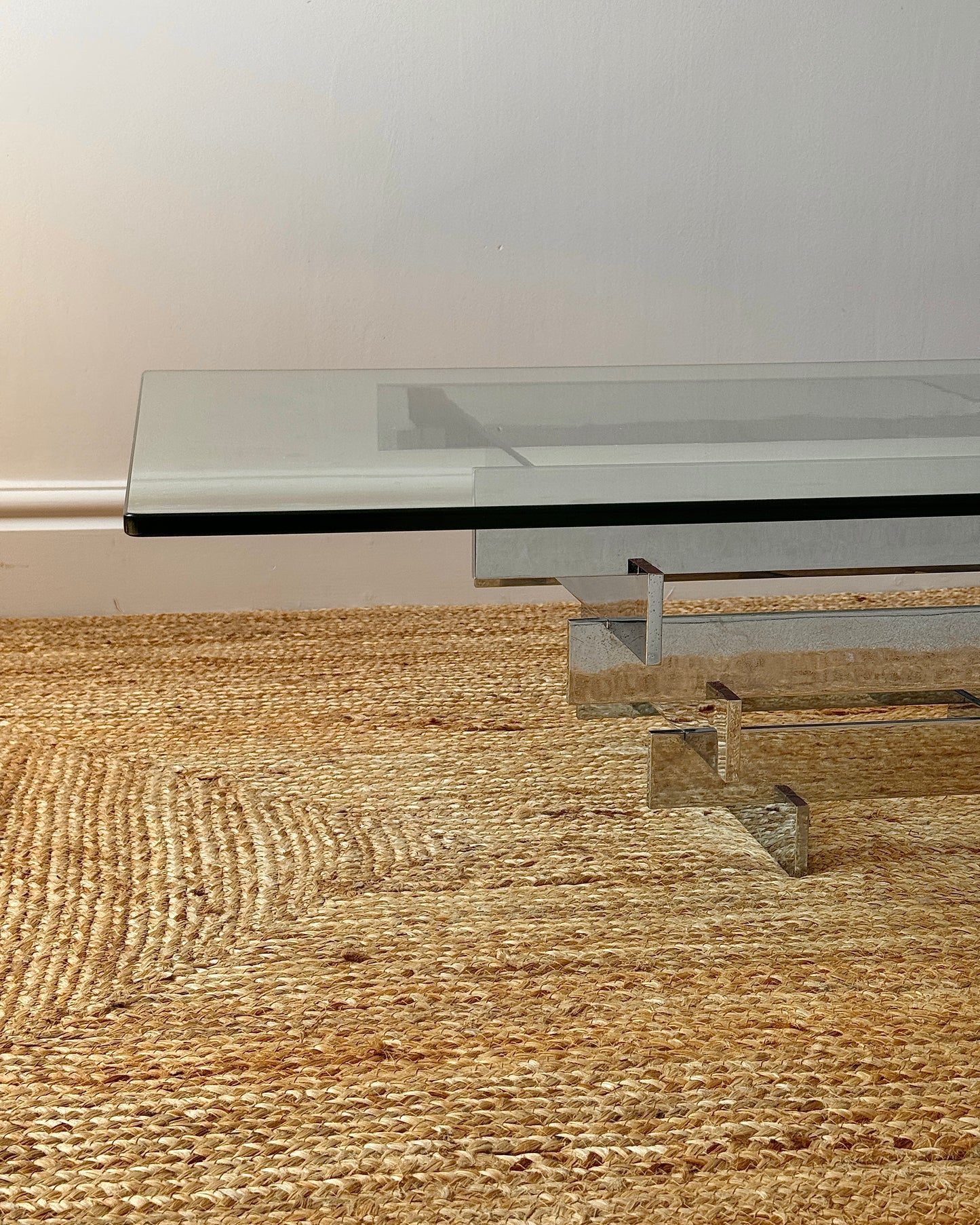 Glass and Chrome Stacked Coffee Table, Attributed to David Hicks c.1969