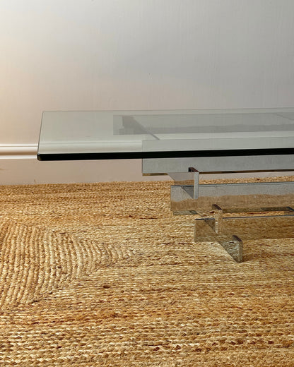 Glass and Chrome Stacked Coffee Table, Attributed to David Hicks c.1969