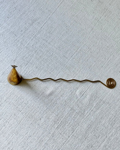 Swedish Mid-Century Wiggle Brass Candle Snuffer with Star Finial