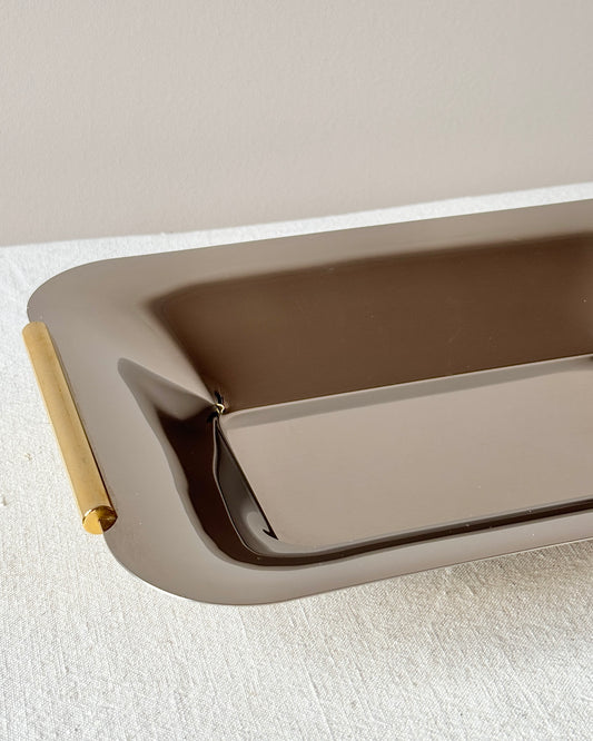 Italian Stainless Steel Tray with Brass Handles