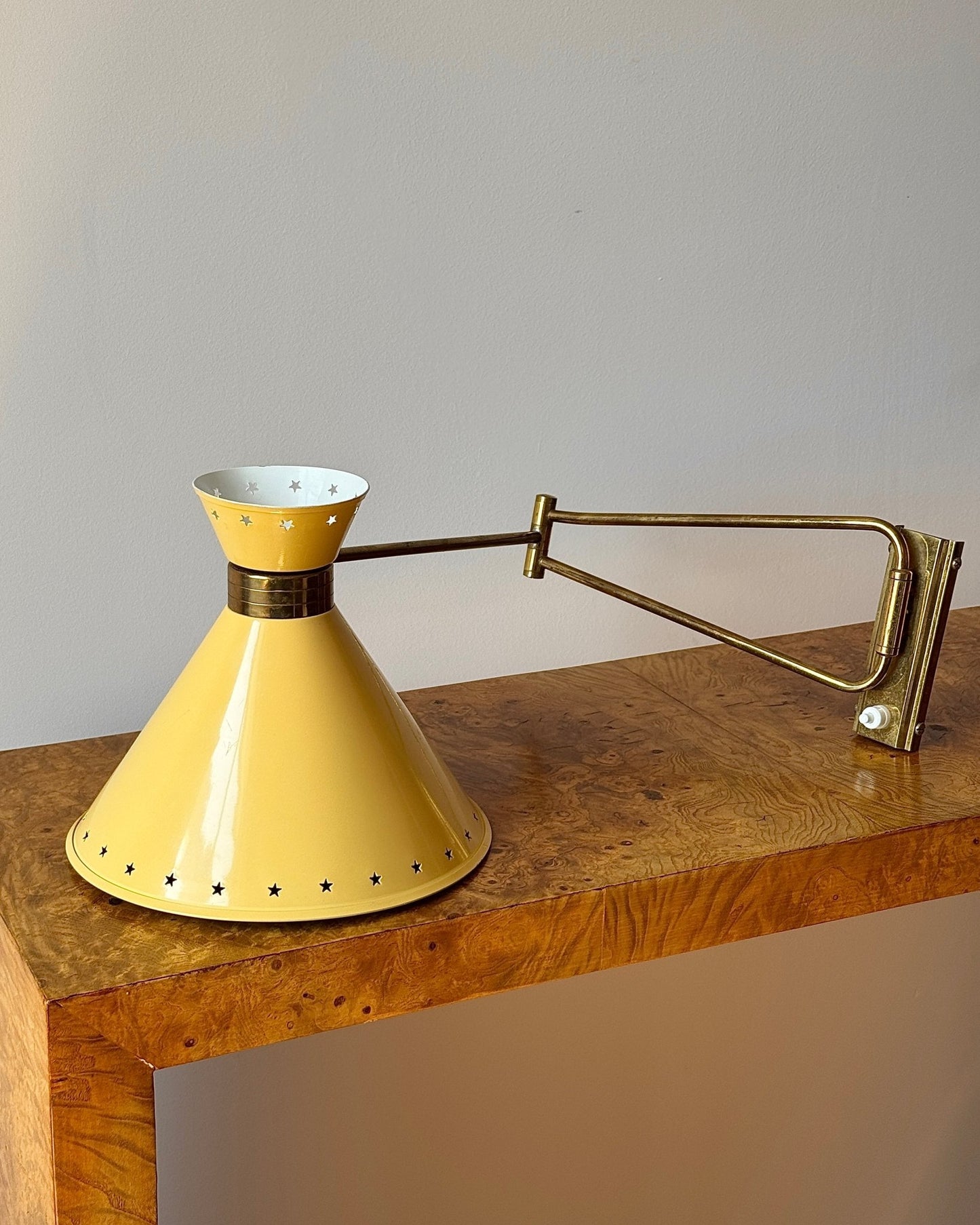 René Mathieu for Lunel Yellow Diabolo Wall Lamp - Club Sourced