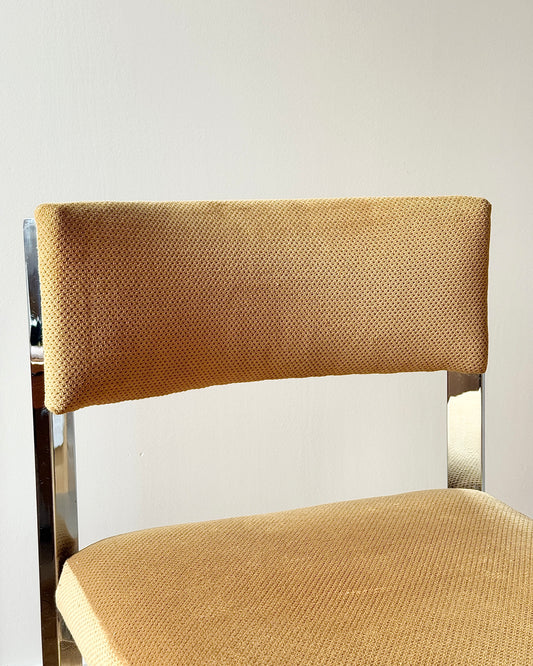 Set of 5 1970's Italian Chrome Dining Chairs with Caramel Upholstery