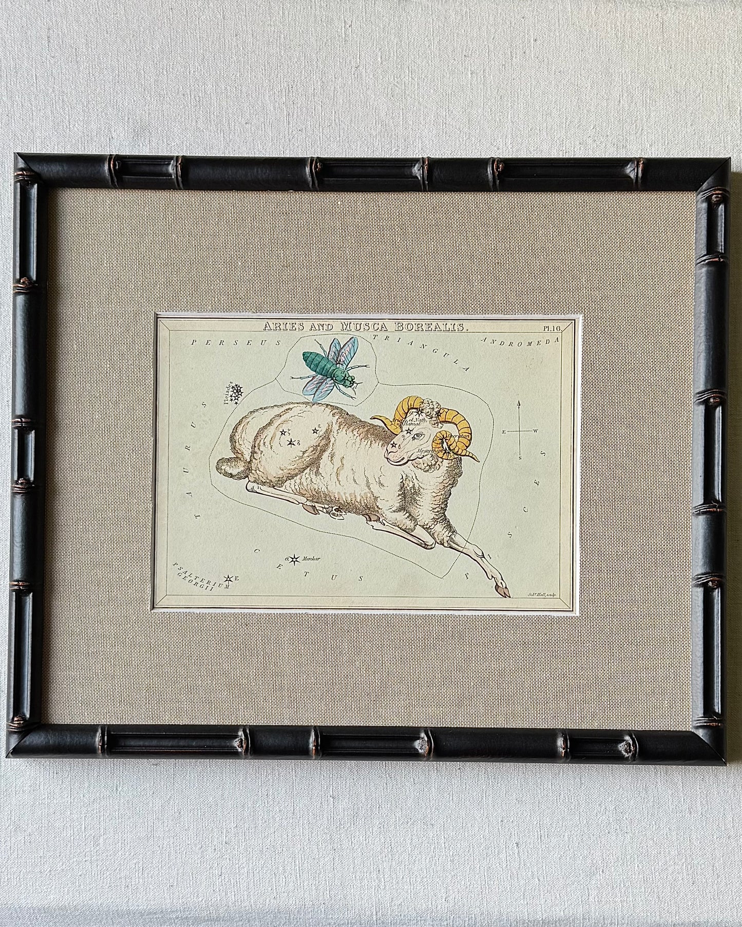 Antique Hand-Painted Constellation Print ‘Urania’s Mirror’ by Sidney Hall c. 1825